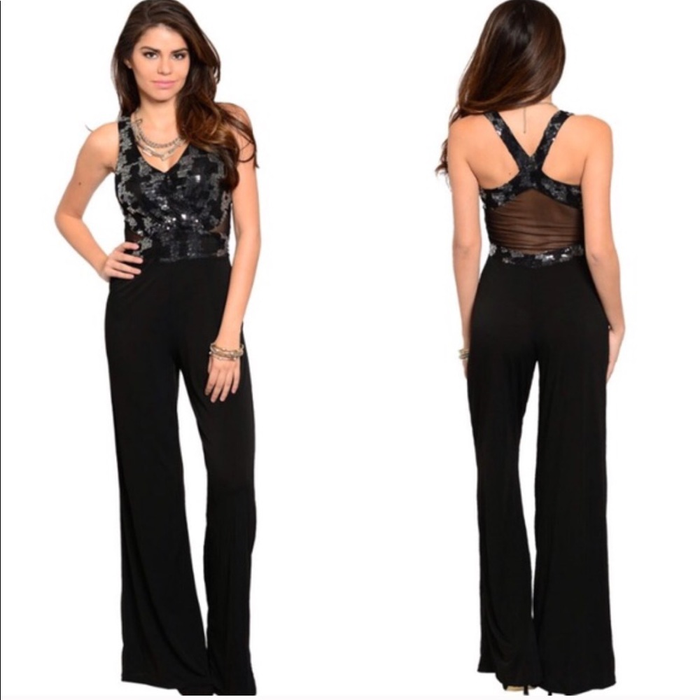 Black sequin jumpsuit